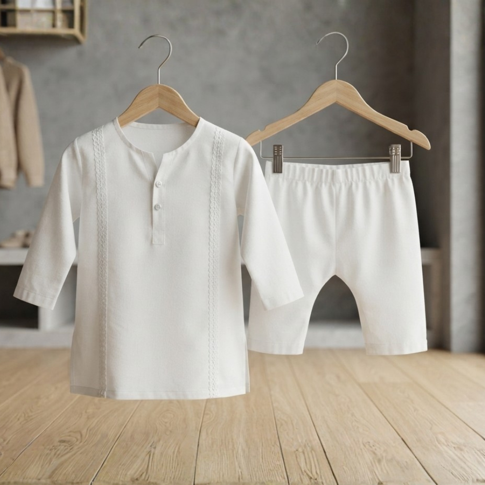 Off White Pure Lawn - Kids