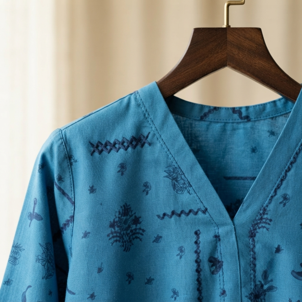 Royal Blue Embroidered Lawn - Women