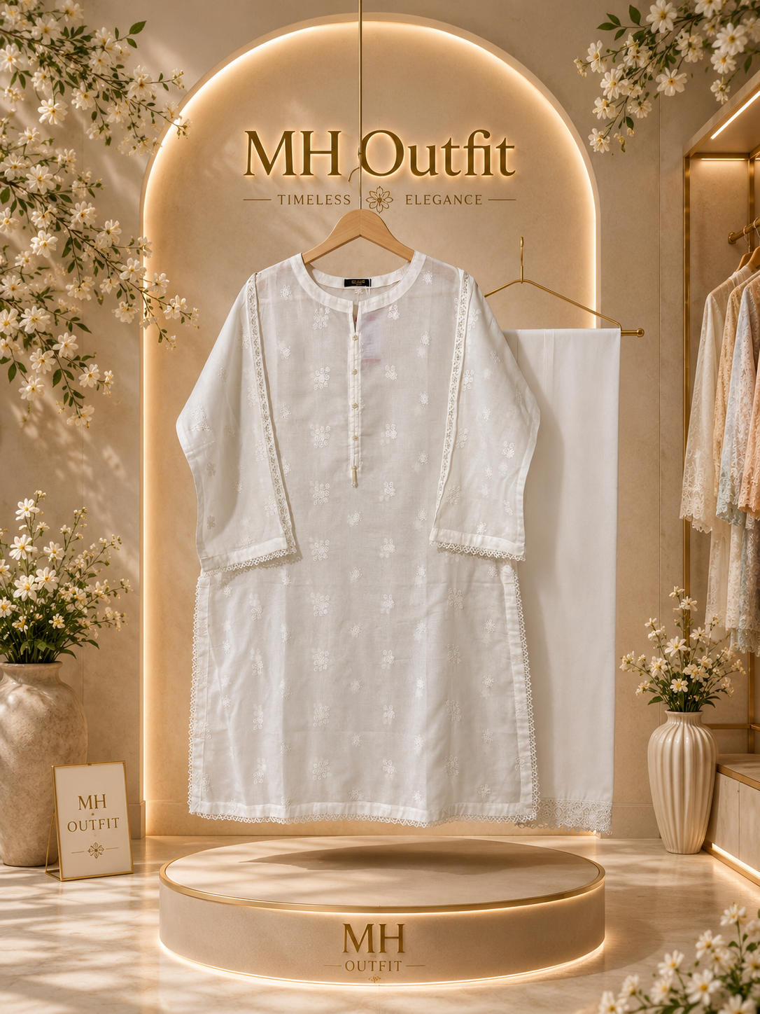 Pure White Chiken kaari Lawn - Women