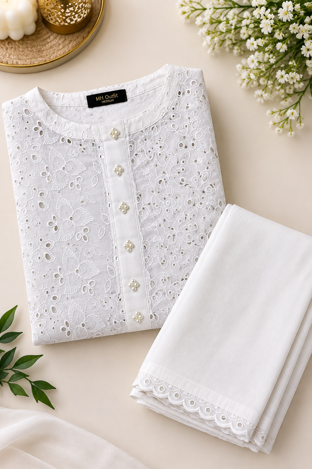 White Cut work Chiken kaari Pure Lawn - Women