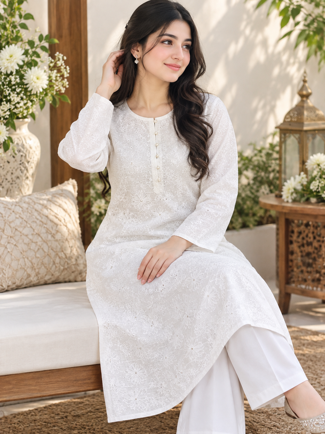 Embroidered Chiken kaari Pure Lawn - Women