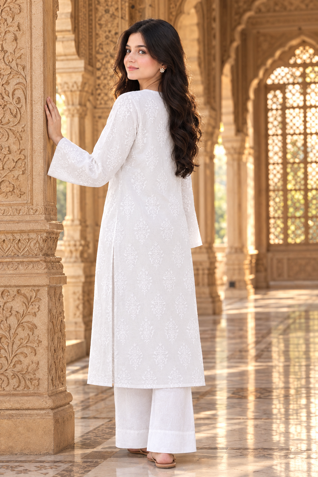 White Chiken Kaari Pure Lawn - Women