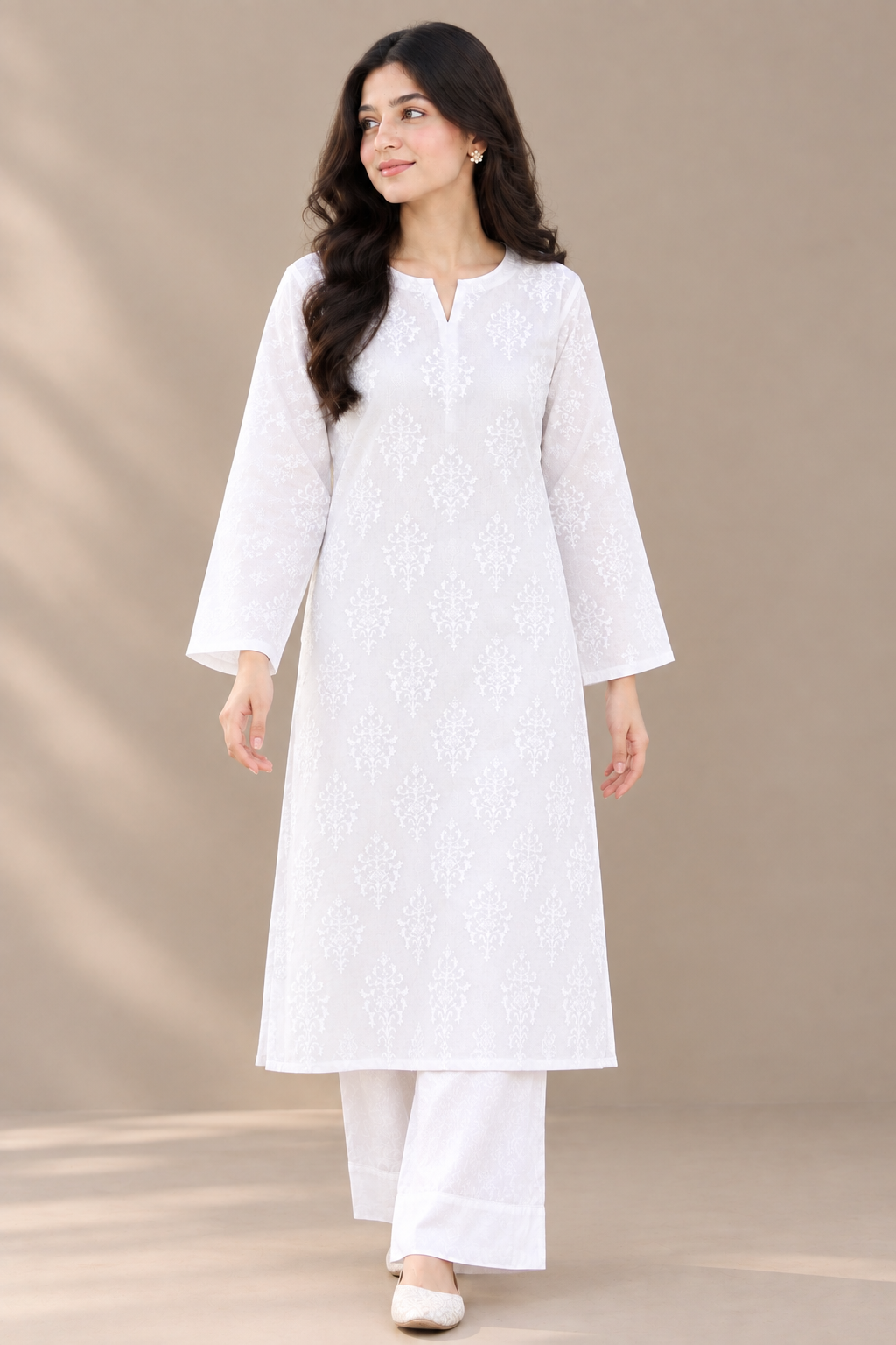 White Chiken Kaari Pure Lawn - Women