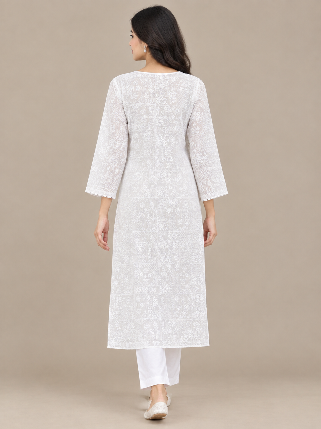 Premium White Chikankari Lawn - Women