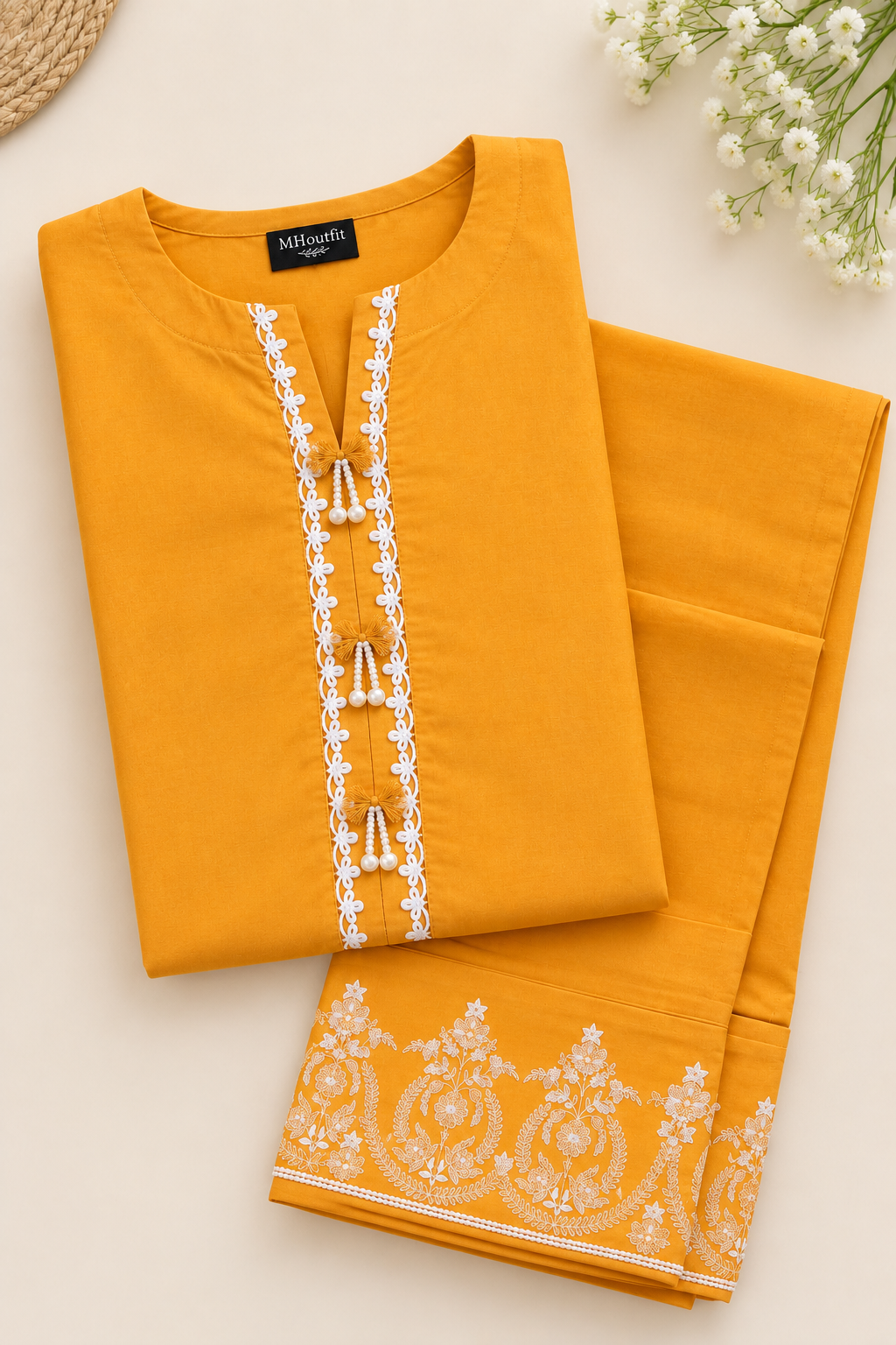 Mustard Gold Embroidered Pure Lawn - Women