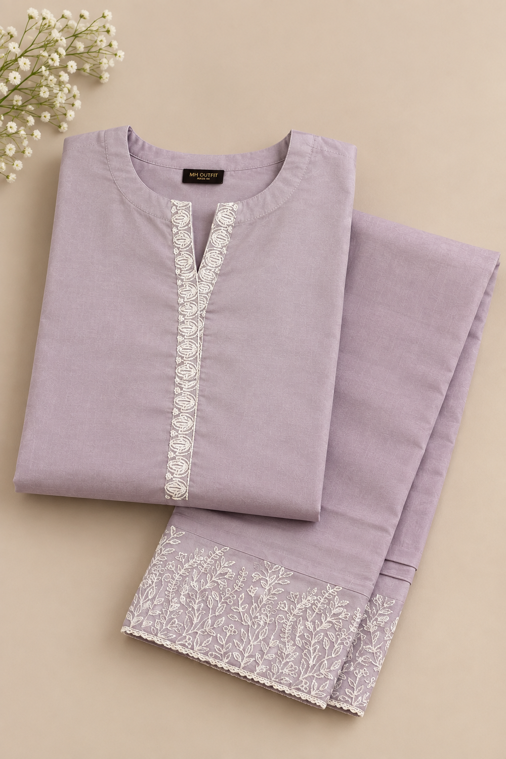 Mauve Purple Embroidered Pure Lawn - Women