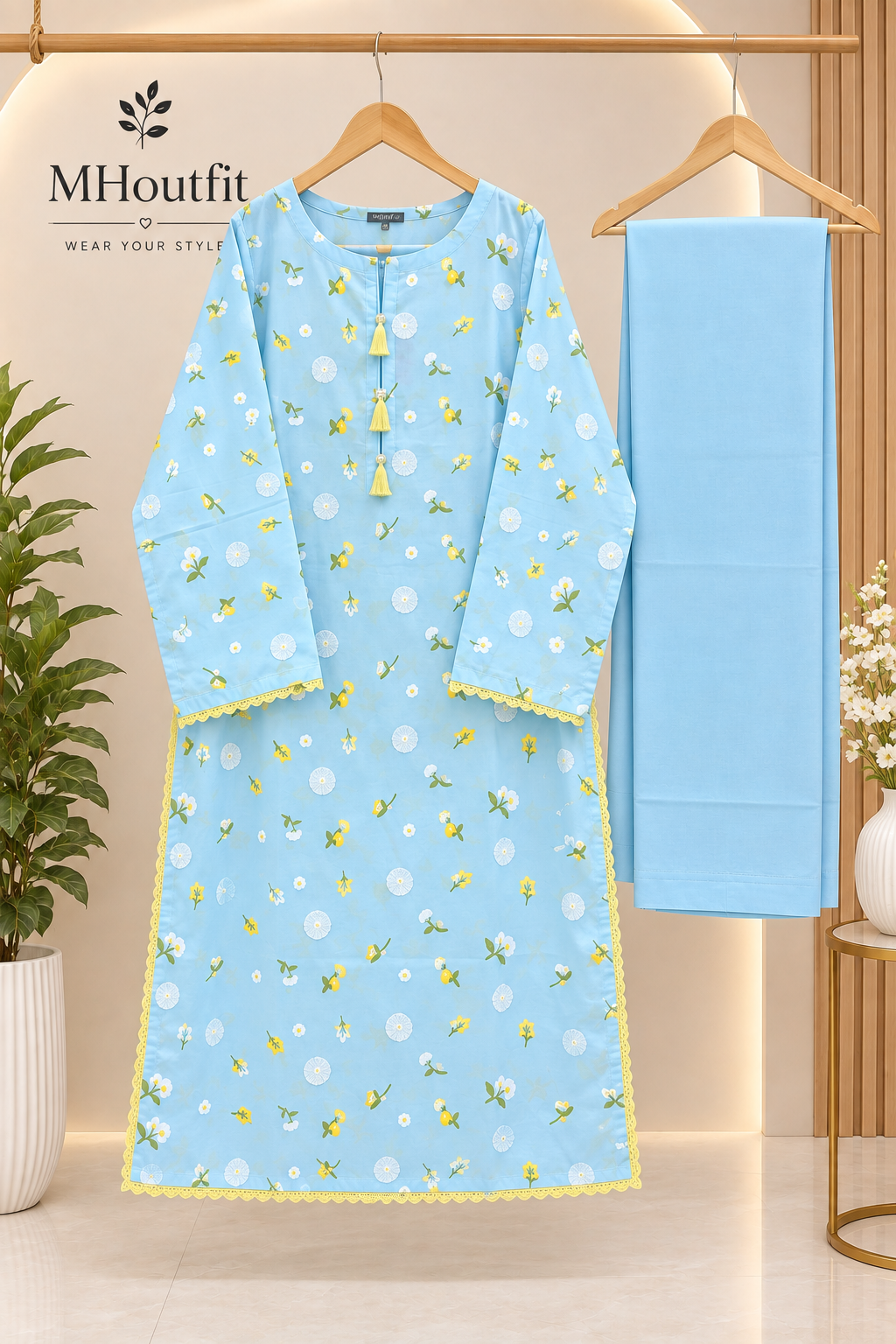 Sky Blue 3D Chikankari Pure Lawn - Women