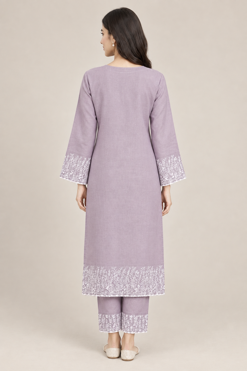 Mauve Purple Embroidered Pure Lawn - Women