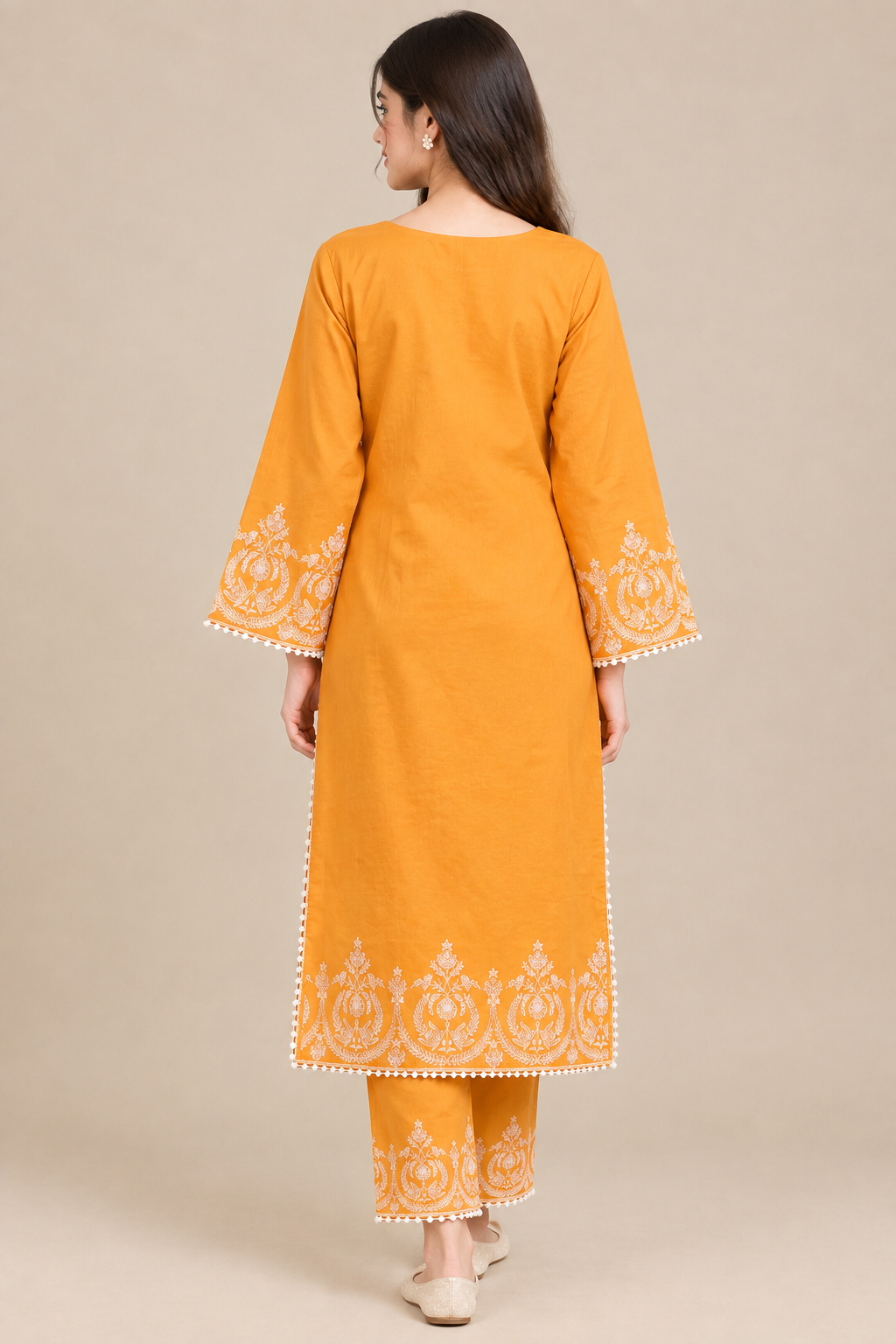 Mustard Gold Embroidered Pure Lawn - Women