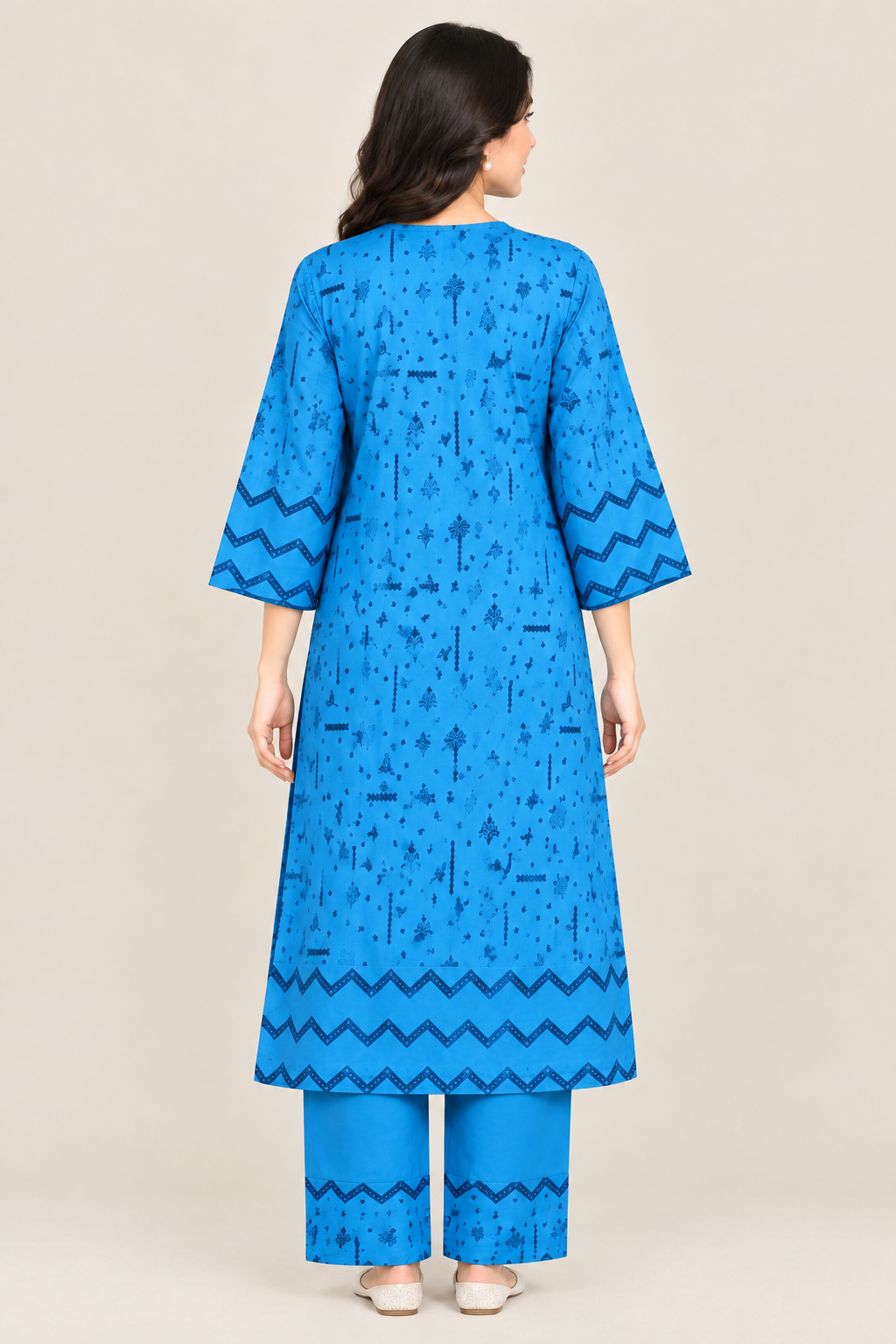 Royal Blue Embroidered Lawn - Women